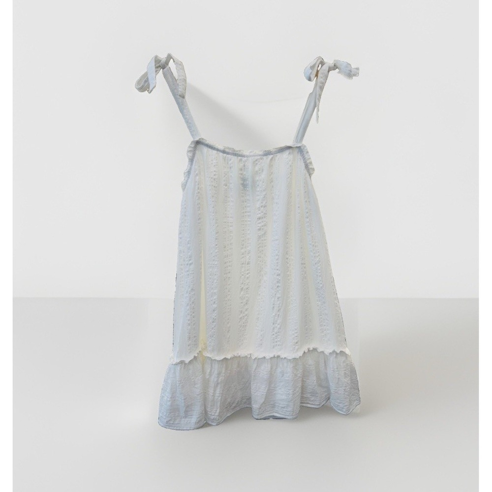 Judith March White Square Neck Spaghetti Strap Ruffle Shift Dress M VD33115
